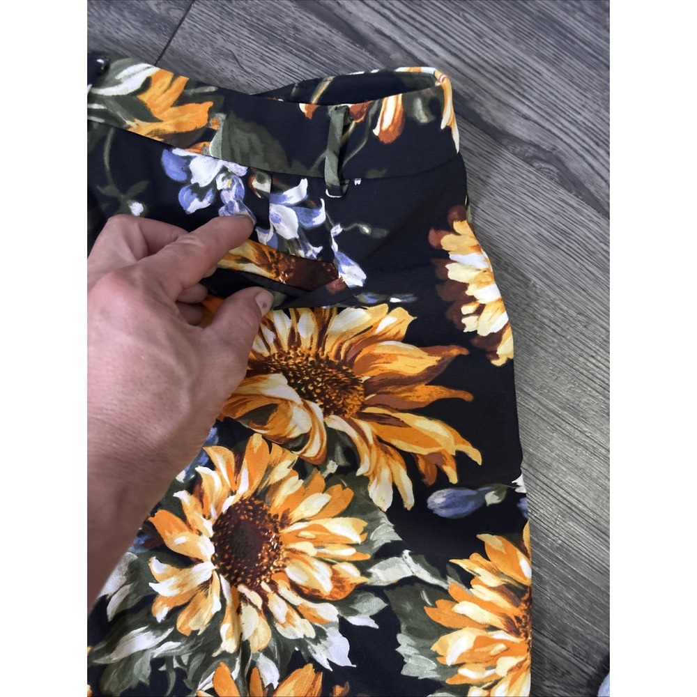 NWT NY&Co Women Size 12 Sunflower Floral Wide Leg Stretch Trousers Boho Summer - Picture 12 of 14